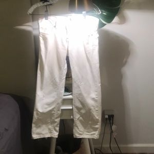 Cropped white jeans